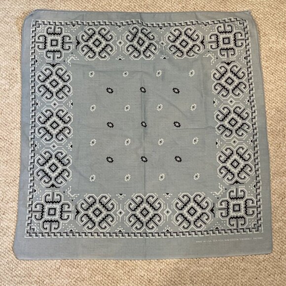Paris Light Blue Bandana Handkerchief Color Fast Poly Cotton Vintage 21" Square - Picture 1 of 4